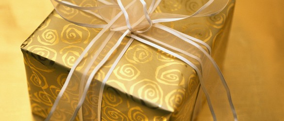 Christmas Present Wrapped in Gold and Silver 2000